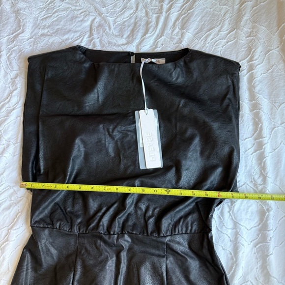 Please Leather Black Structured Shoulder Pad Dress - Picture 5 of 6